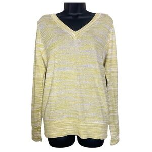 Moth Anthropologie Yellow Marled Sheer Pullover Sweater Knit Top